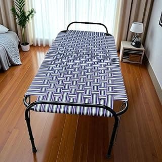 NATTNAK Single Folding Bed Cot 30x72 Inch | Heavy-Duty Iron Frame with Nylon Strips | Portable Foldable Guest Bed for Adults | Strong & Durable | Space Saving Extra Bed for Home, Hostel (30X72 INCH)