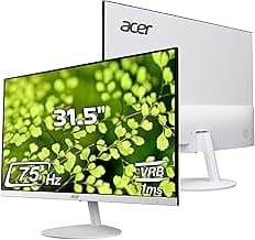 Acer SA322Q 31.5 Inch Full HD 1920x1080 IPS Ultra-Slim (7.2mm) Backlit LED Monitor I 75Hz Refresh I 1 MS VRB Response I AMD Free Sync I 1xHDMI 1xVGA I Stereo Speakers I Eye Care Features I White