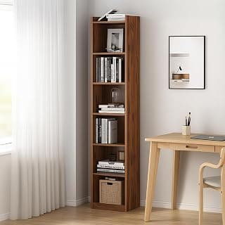 Enigmatic Woodworks Wooden Large Open Bookshelf Multipurpose for Home Rack Showcase Organizer for Living Room I Study Room I 7-Tier I Finish-Suede DIY (Walnut) 33 * 24 * 182cm
