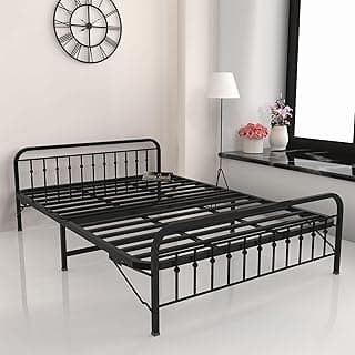 Honey Touch Nova Folding Double Bed Without Mattress | No Assembly Required | Foldable Bed for Sleeping/Guests/Rented Apartments/Bedroom(4x6.25ft, Black)