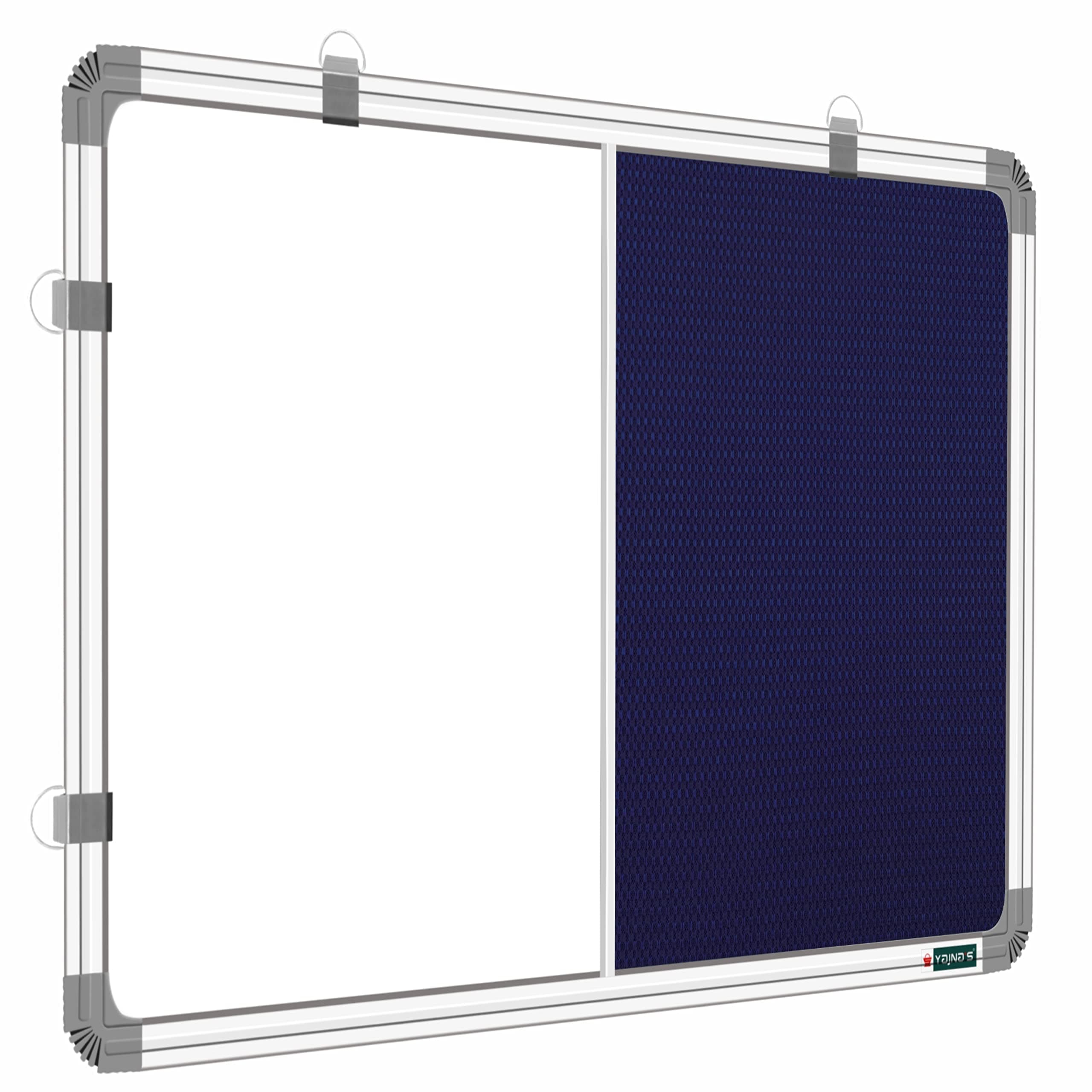 YAJNAS Acrylonitrile Butadiene Styrene 41X59 Cm Premium Combination Board Non-Magnetic Whiteboard with Blue Pin-Up Aluminium Frame,Pack of 1 White-Blue