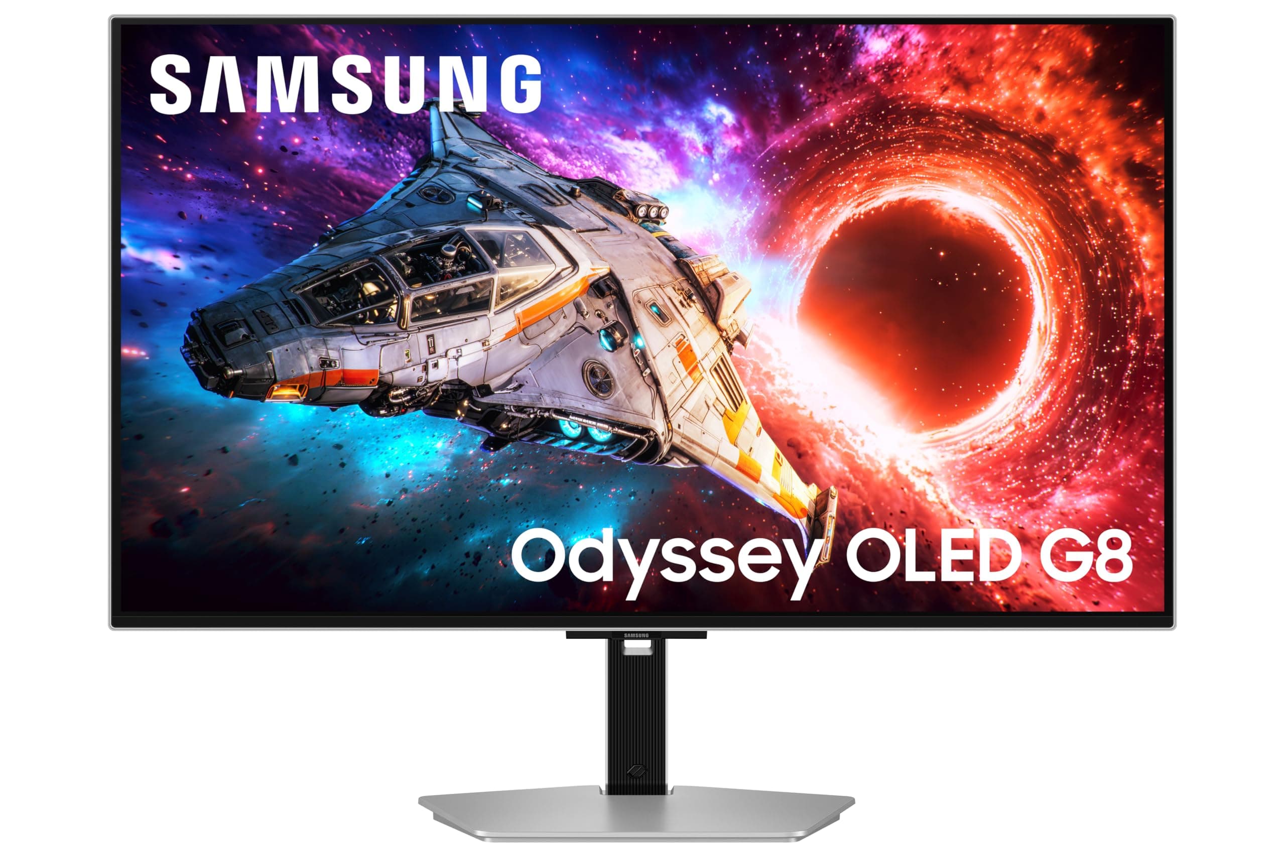 Samsung Odyssey OLED G8 Gaming Monitor 80cm (32") UHD, 240 Hz, 0.03ms(GTG), FreeSync Premium Pro, DP, HDMI, USB Hub, Height, Tilt, Swivel, Pivot Adjust Stand, (LS32HG800SWXXL, Silver)