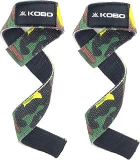 Kobo Power Gym Training Padded Straps/Weight Lifting Hand Bar/Gloves Hooks Wraps Strap Home Gyms
