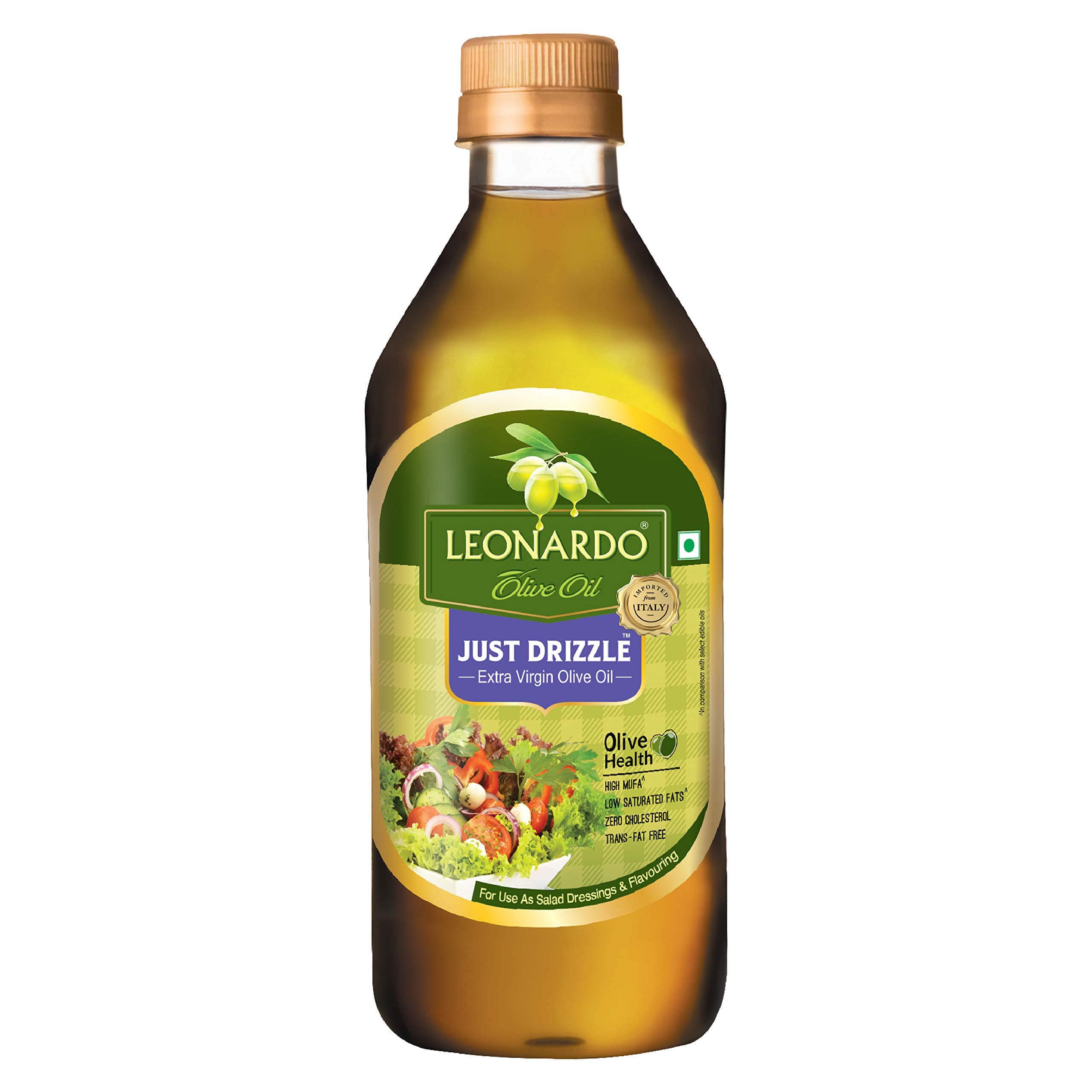 Leonardo Extra Virgin Olive Oil, 500 ml Bottle | Premium Cold Pressed | From Italy | Made With 150+ Years of Expertise | Cholesterol & Trans Fat-Free, Rich In Antioxidants | High MUFA | Perfect For Salads, Breads, Pizza, Pasta & Grilling.