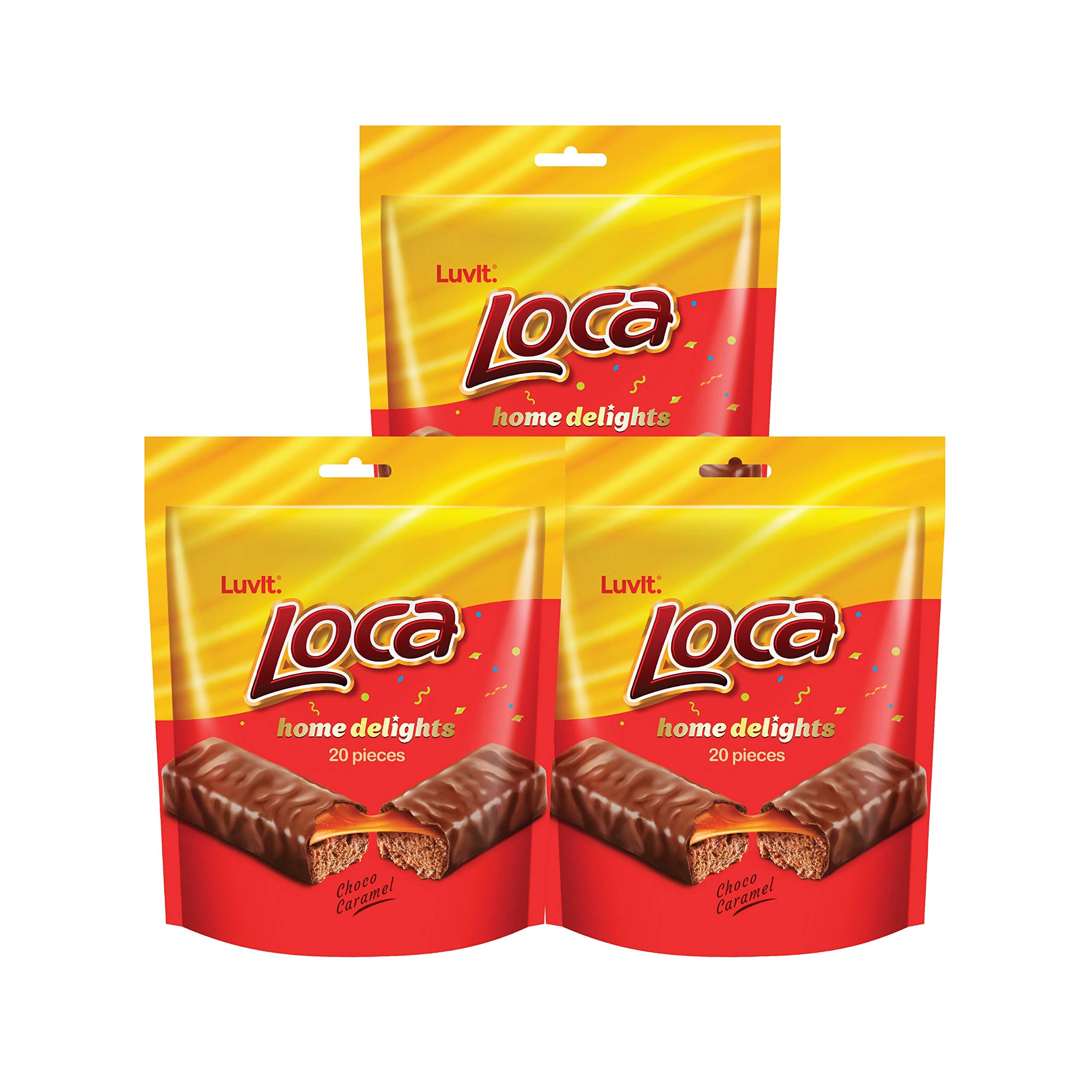 LuvIt. Loca Home Delight Choco Caramel Bar with Nougat | Homepack | 600g - Pack of 3