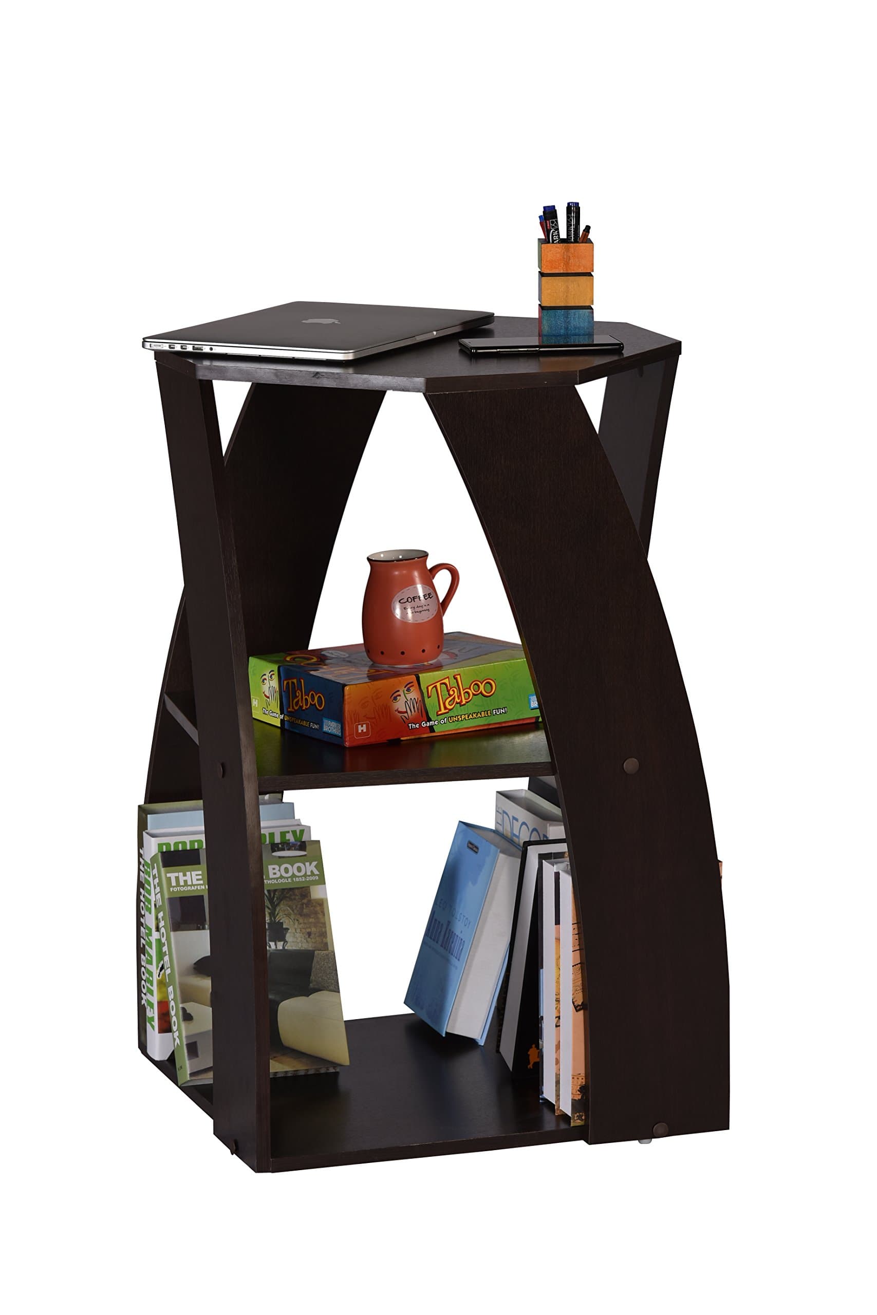 DeckUp Alvo Engineered Wood Bed Side Table and End Table (Dark Wenge, Matte Finish)