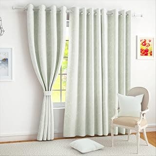 Story@Home Door Curtains 7 Feet Long Set of 1 | Room Darkening Curtain | Branches Printed | Thermal Insulated Curtain for Living Room | (116 X 215 Cm, Off White) | Perfect for Home Decor
