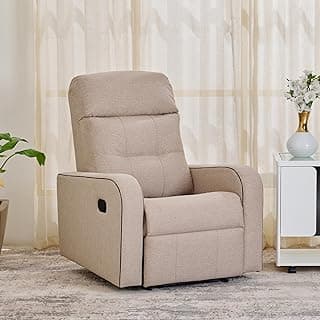 Home Centre | Helios Toledo | Fabric|Solid Wood | 1 Seater Recliners | Beige | 1 Year Warranty