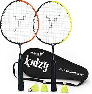 Jaspo Kidzy Steel Badminton Racket Set with 3pc. Plastic Shuttlecock (Multi)-Recommended for Kids only