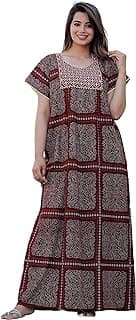 G4Girl Pure Cotton Embroidery Nighty for Women's | Night Gown | Nighty | Nightdress | Maxi | Sleepwear | Jaipuri Nighty | Nighties | Gown