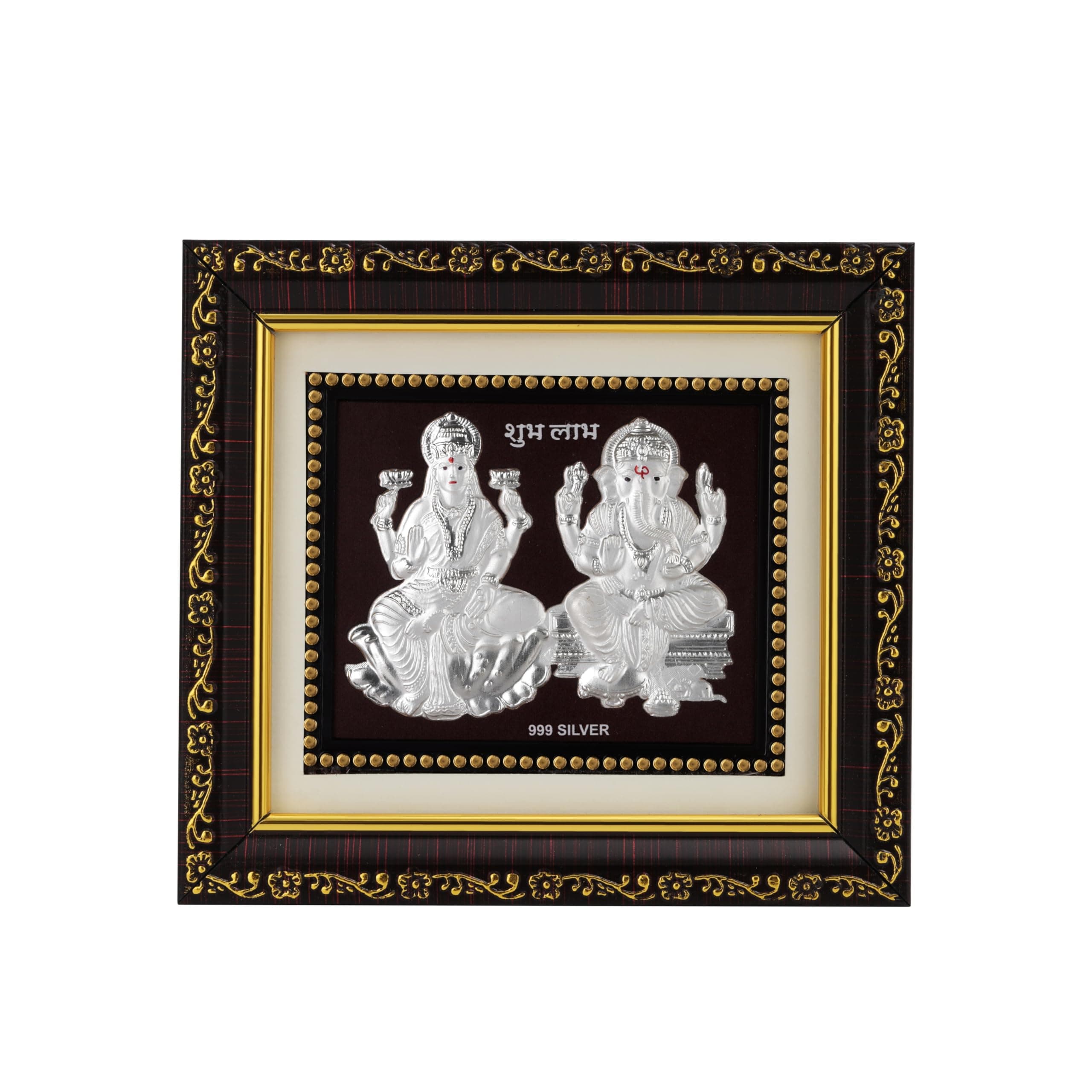 BHAGWATIJEWELS 999Pure Silver Laxmi Ganesh Photo Frame for Home & Office | Premium Silver | PoojaRoom & Wall Decor | Wedding & Festival Gifts | Certificate Included | Tabletop Size 5.5x5 inch