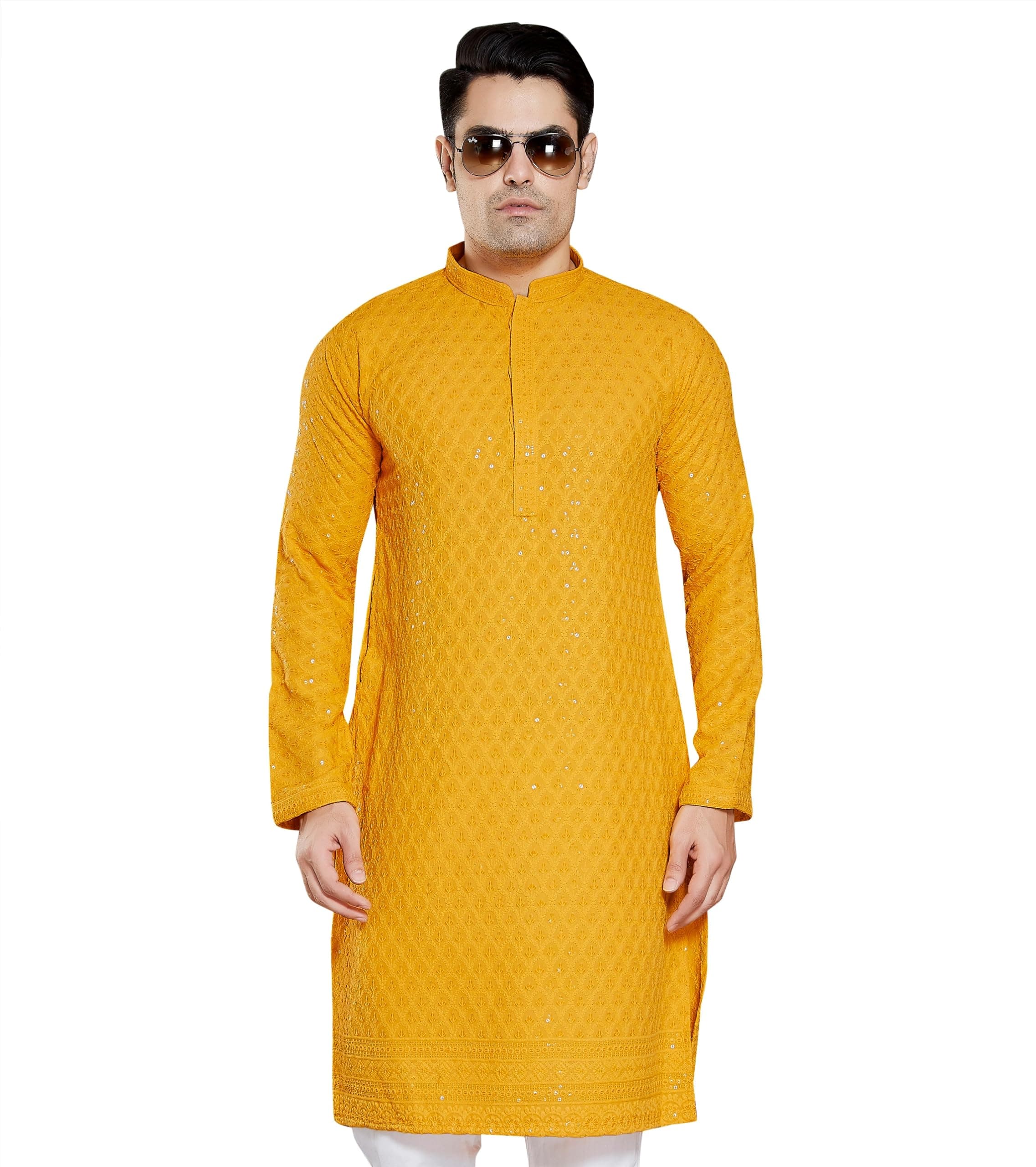 DIVISIVE Synthetic Men's Henley Regular Kurta