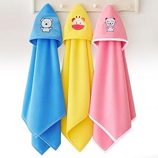 GLUN® Premium Hooded Baby Wraping Blanket, Pack of 3 Combo (73x63 Inch), for Newborn Babies 0-6 Months AC Blanket Cum Bathing Wrap Towel, Multicolor