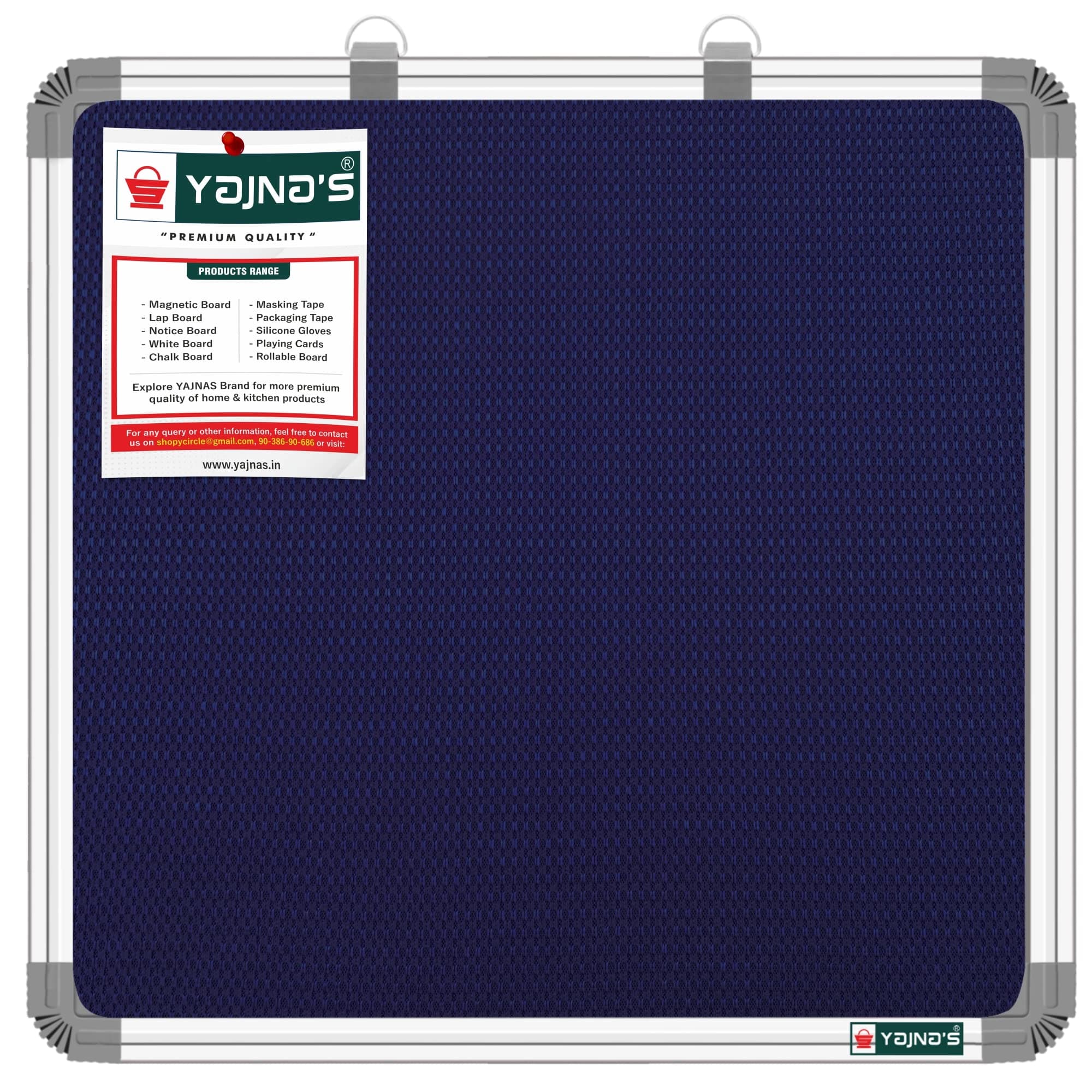 YAJNAS 59x59 CM Premium Material Notice Pin-up Board/Pin-up Board/Soft Board/Bulletin Board/Pin-up Display Board for Office, School and Home. (Blue, 59x59 CM (Pack of 1)