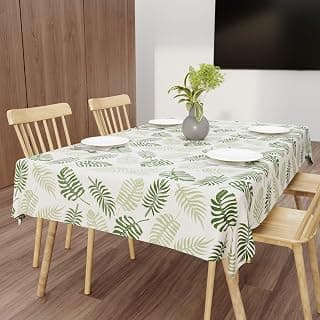 Wings Star Dining Table Cover for 6 Seater, 60 x 90 inch Size, Waterproof and Dustproof Table Sheet,Dining Table 6 Seater Waterproof Cover (Green Leaf, Dining Table Cover (60x90 Inch))