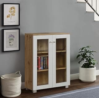 DeckUp Plank Awana Engineered Wood Book Shelf and Display Unit (Wotan Oak and White, Matte Finish)