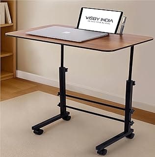 VISBY INDIA Height Adjustable Multipurpose Office Table for Home/Writing Desk for Office/Folding Table for School/Folding Study Table/Work from Home Table(60 X 60 X 40 Cm) (Wood Height Adjustable)