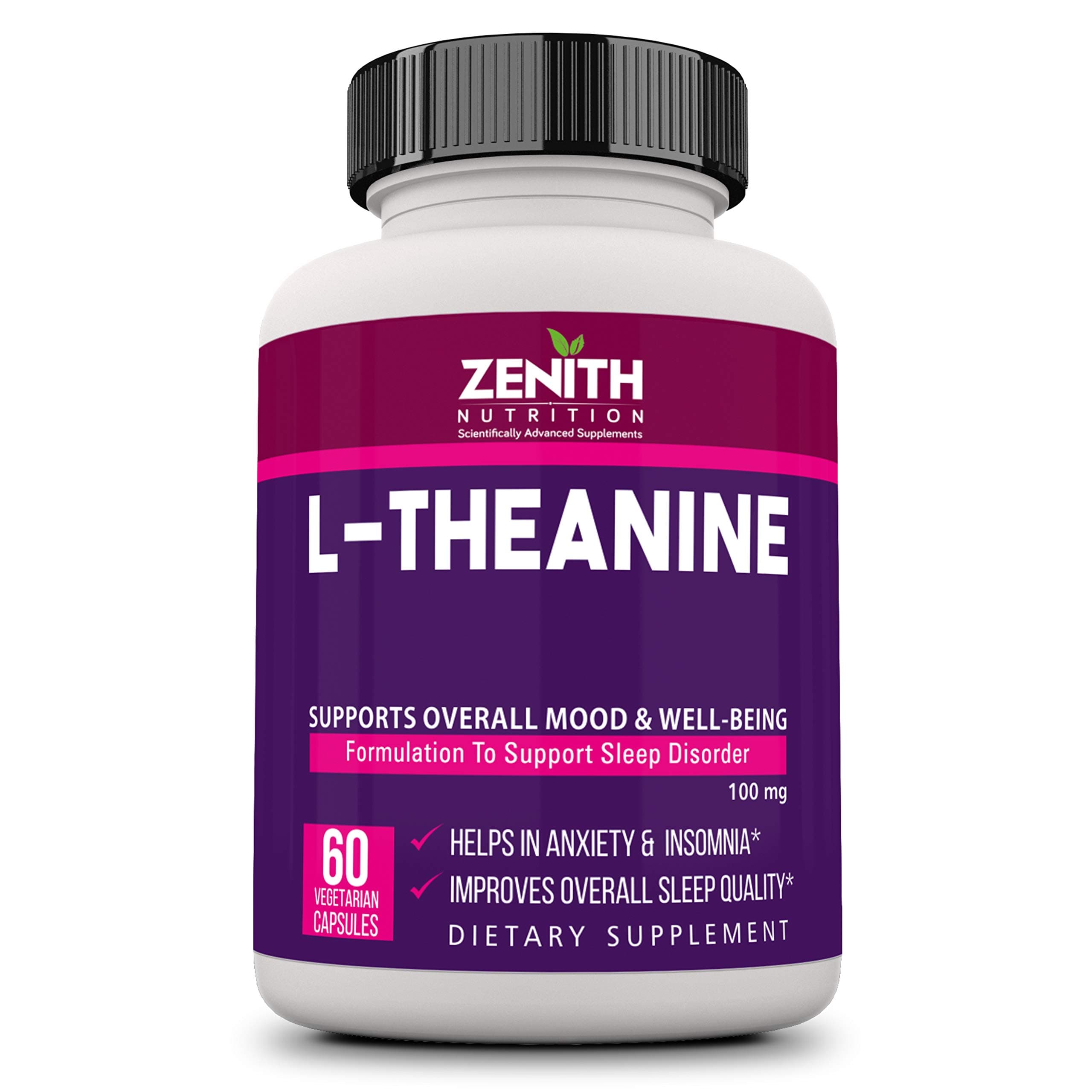 Zenith Nutrition L-Theanine 100mg - 60 Veg Capsules | Non-Drowsy Stress Support for Mental Calmness and Relaxation