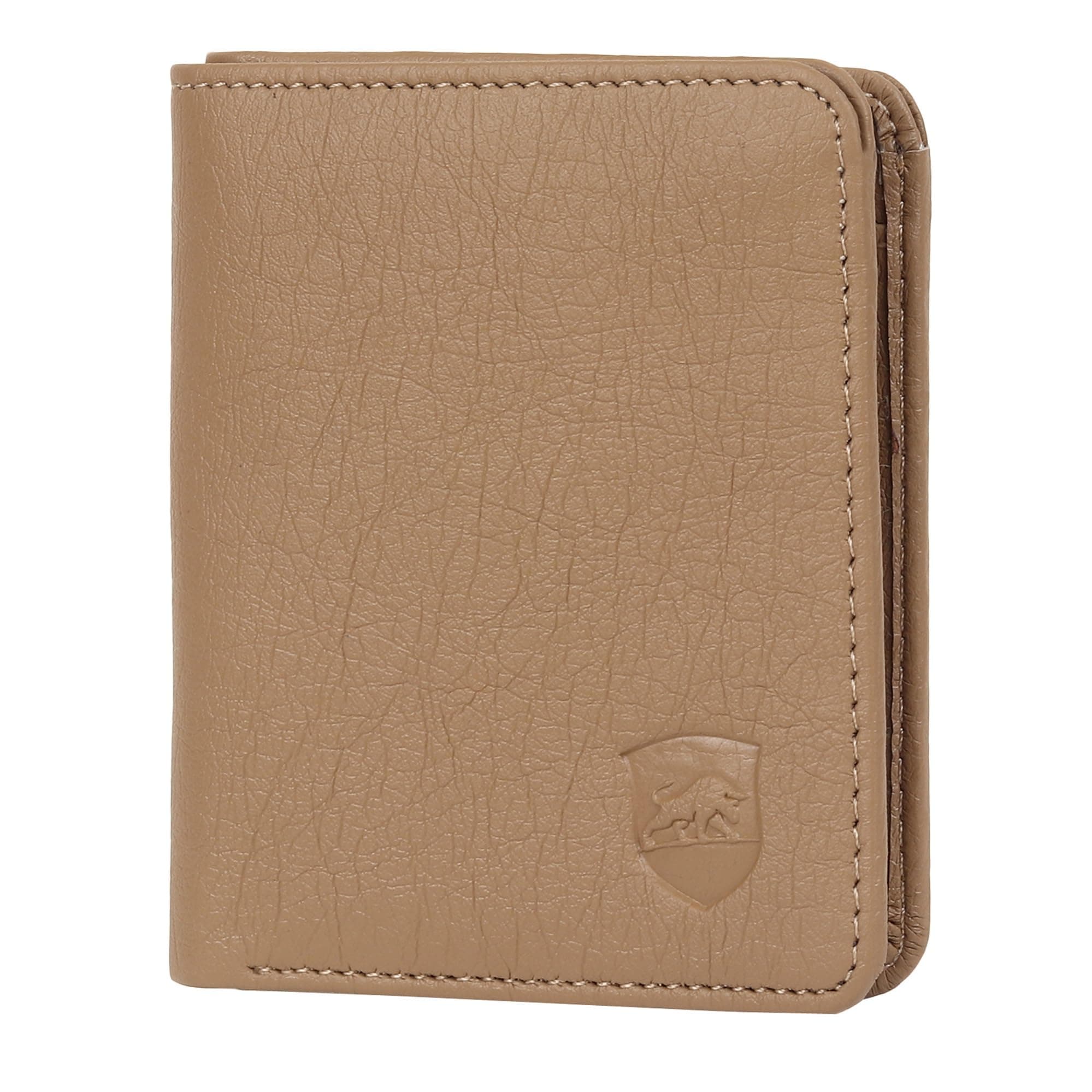 SAMTROH Men's Artificial Leather Wallet | Mini Slim Wallet with 3 Card Slots, Coin Pocket & Secret Compartment | Compact Casual Multi Compartment Purse for Men and Boys (Beige)