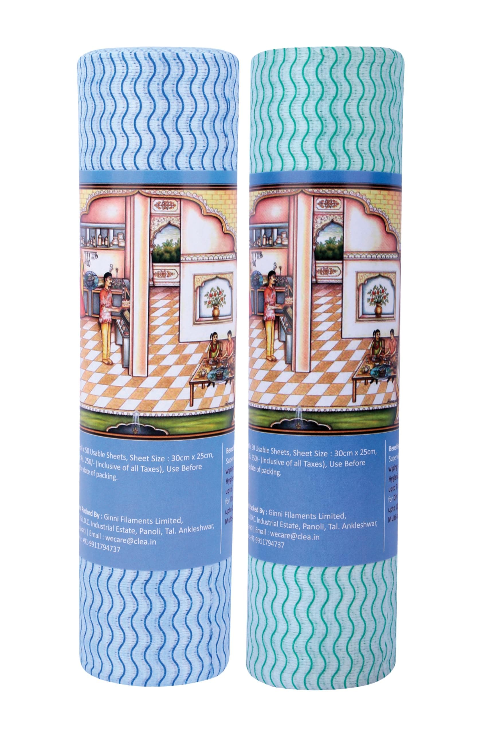 GINNI Premium Printed Kitchen Swipe Rolls Non Woven Fabric, Kitchen Tissue/Towel Tissue Roll Reusable & Washable (Multi-Purpose Household Sheets) - 30x25 Cm (100 Pulls)
