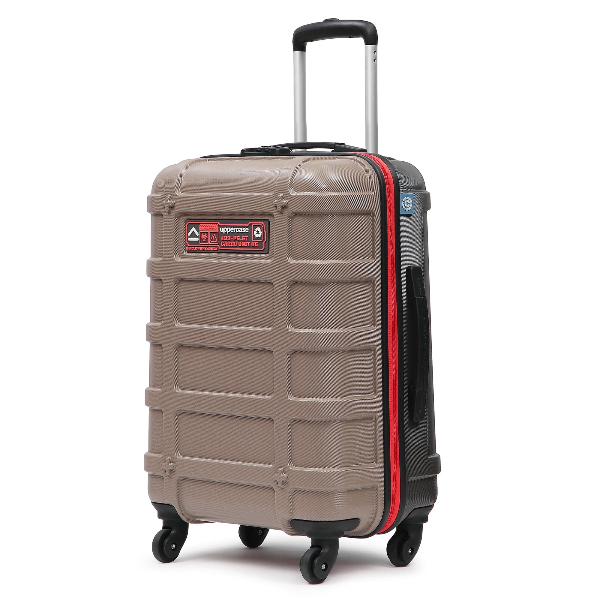 uppercase Cargo 66cm(Medium) Checkin Trolley Bag Dual-Tone Sustainable Hardsided Luggage Secure Combination Lock Scratch-Proof Surface Mesh ConviPack Suitcase 4 Spinner Wheel for Men & Women(Taupe)