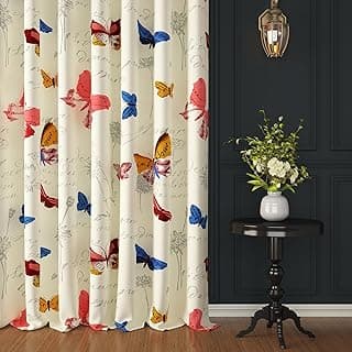 Story@Home Door Curtains 7 Feet Long 4 Piece | Floral Printed Cotton Curtain | Light Filtering Curtains | Curtain for Living Room | (116 x 215 cm, White & Blue) | Perfect for Home Decor