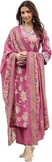 Libas Printed Silk Blend Straight Kurta With Trouser and Dupatta