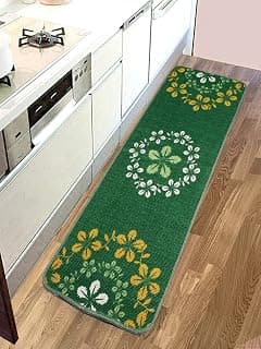 Saral Home Zinta Floral Soft Cotton Durable & Washable Multipurpose Runner for Home/Kitchen/Living Area/Lobby/Office with Anti Skid Backing (Green, 45 Cm X 120 Cm)
