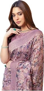 Soch Womens Earth Chanderi Floral Print Saree With Tassels