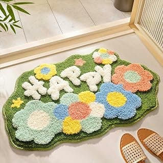 Roseate Happy Super Soft Anti-Skid (40x60 cm) Super Absorbent Mats Microfiber 2000 GSM Mat for Bathroom/Kitchen/Door Mats for Home/Floor Mat (Green) Pack of 1