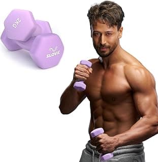 SLOVIC Dumbbell Set [2 Kg Each] | Neoprene Dumbbell Set for Home Gym | Gym Dumbbell Set for Home Workout | Gym Equipment for Home Workout | Anti-Skid Iron Dumbbell | Dumbbells for Women [Purple]
