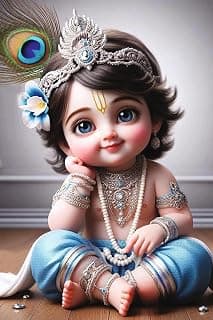 Paper Graphic Word ''Bal Krishna'' Poster For Pregnant Women|Religious Bal Krishna God Posters For Room,Living Room,Posters For Bedroom,Mandir Room Walls(12 X 18 Inches)|(Multicolor)(Design 4)