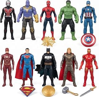 Collectible Superhero Action Figures (10-Pack) - Miniature Hero Toy Figures Set with Accessories for Kids and Boys, Ages 3 and Up