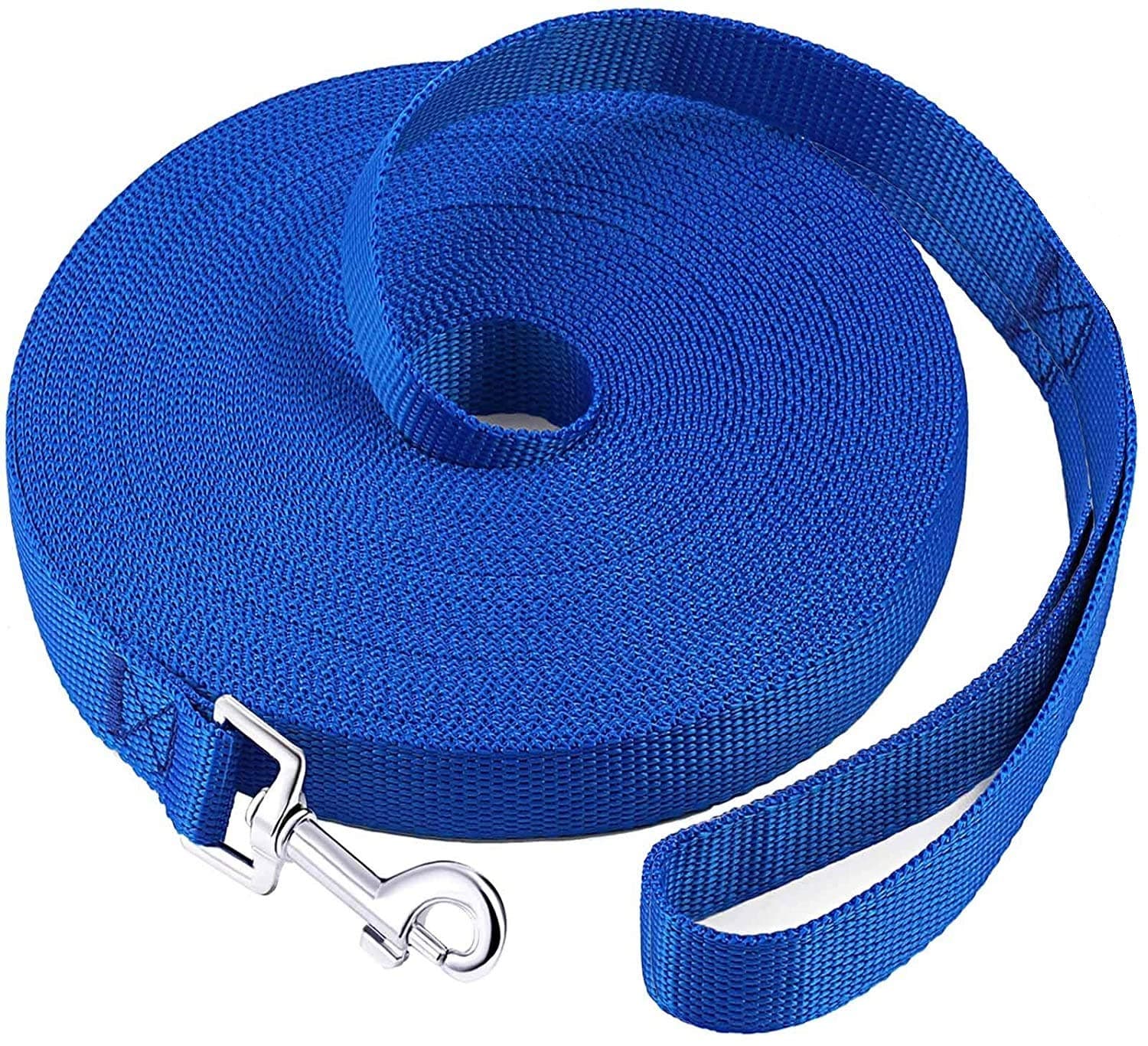 The DDS Store Dog Training Lead Long Rope Cotton Nylon Webbing Recall Obedience Line Leash for Pet 3m/10ft, (Blue) (20.Feet, Blue)
