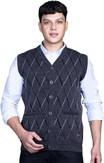 GODFREY V Neck Cardigans for Men - Woolen Sleeveless Sweater for Man Winter Wear