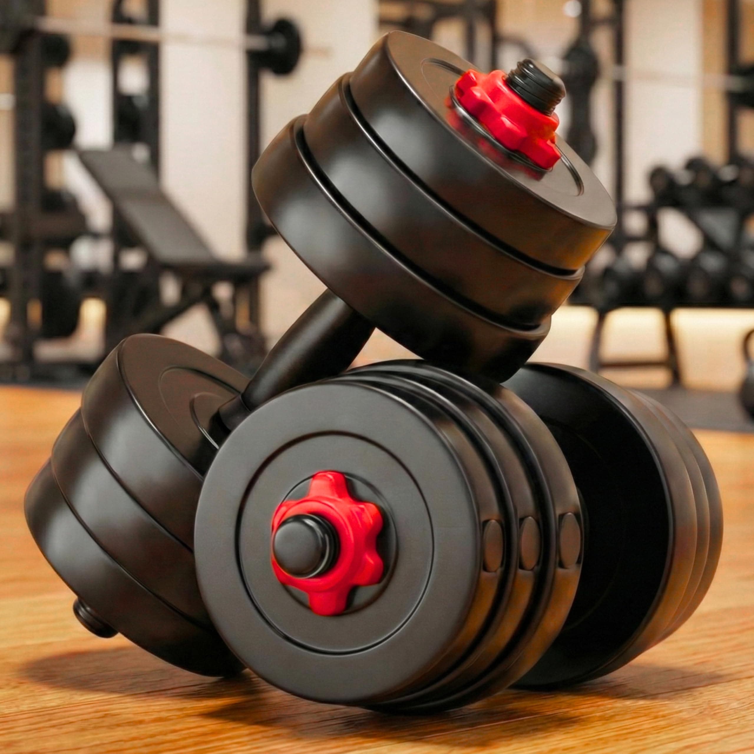 SX Fitness 10 Kg (2.5kg x 4) Adjustable PVC Dumbbells Weights set With 14" Inches Dumbbells Rods Gym Equipment For Home Gym Exercise & Strength Training, (Black)