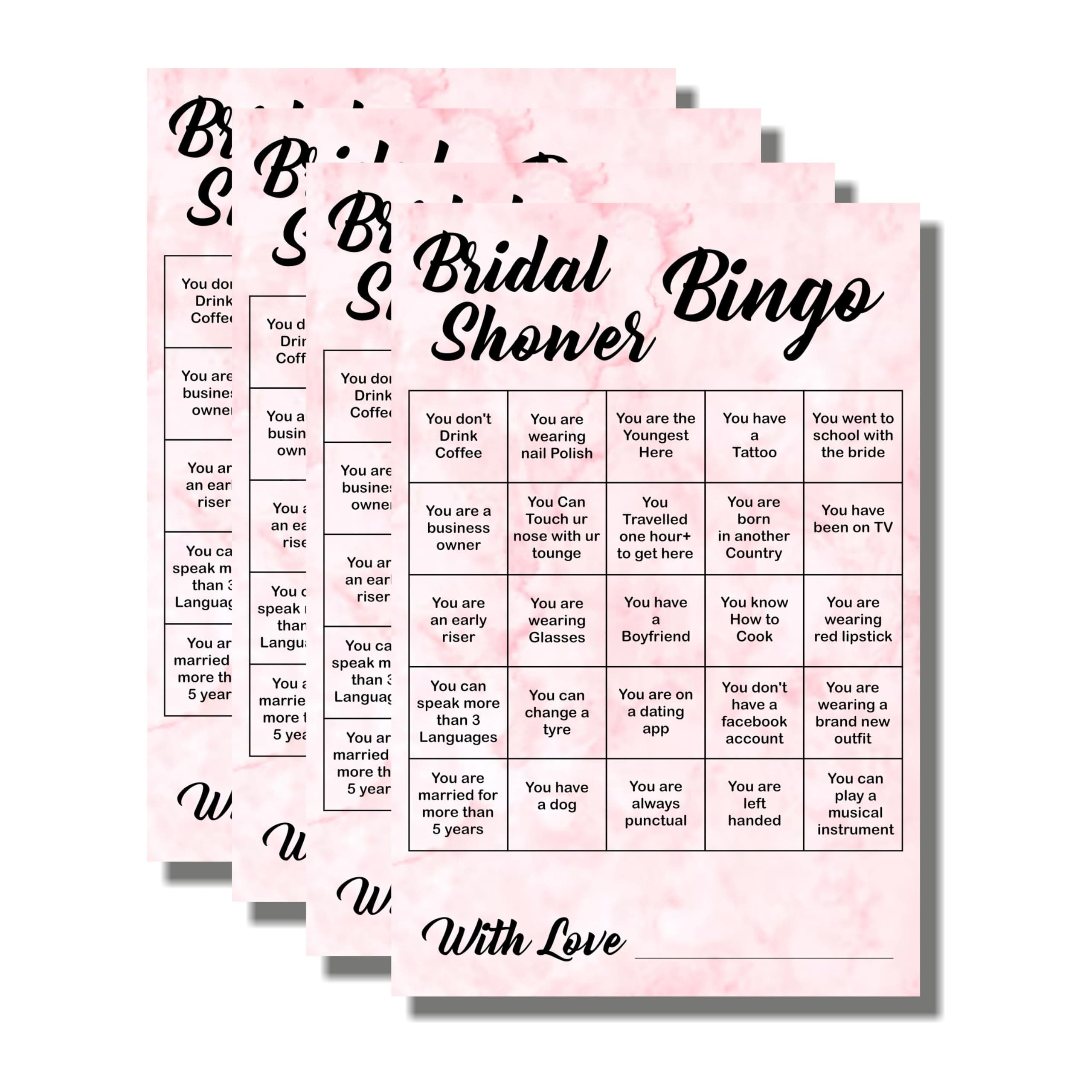 Balloonistics Bridal Shower Bingo Game Cards – Pack of 10 – Fun Interactive Bachelorette Party Activity – Premium 6x4 Inch Cardstock Bride-to-Be Celebration Supplies