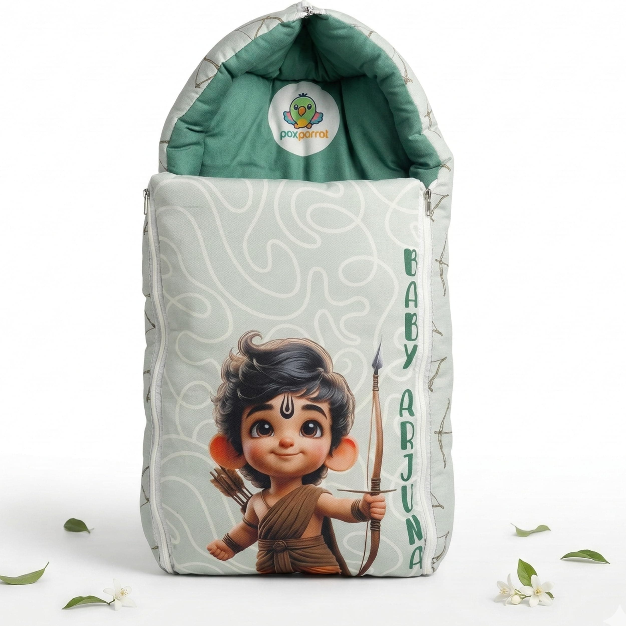 3 in 1 Baby Sleeping Bag and Carry Nest, Cotton Bed Cum Infant Portable Bassinet, forbaby Carrying and co Sleeping, Unisex Baby Bedding Set for New Born 0-12 Months (Green & Cream)