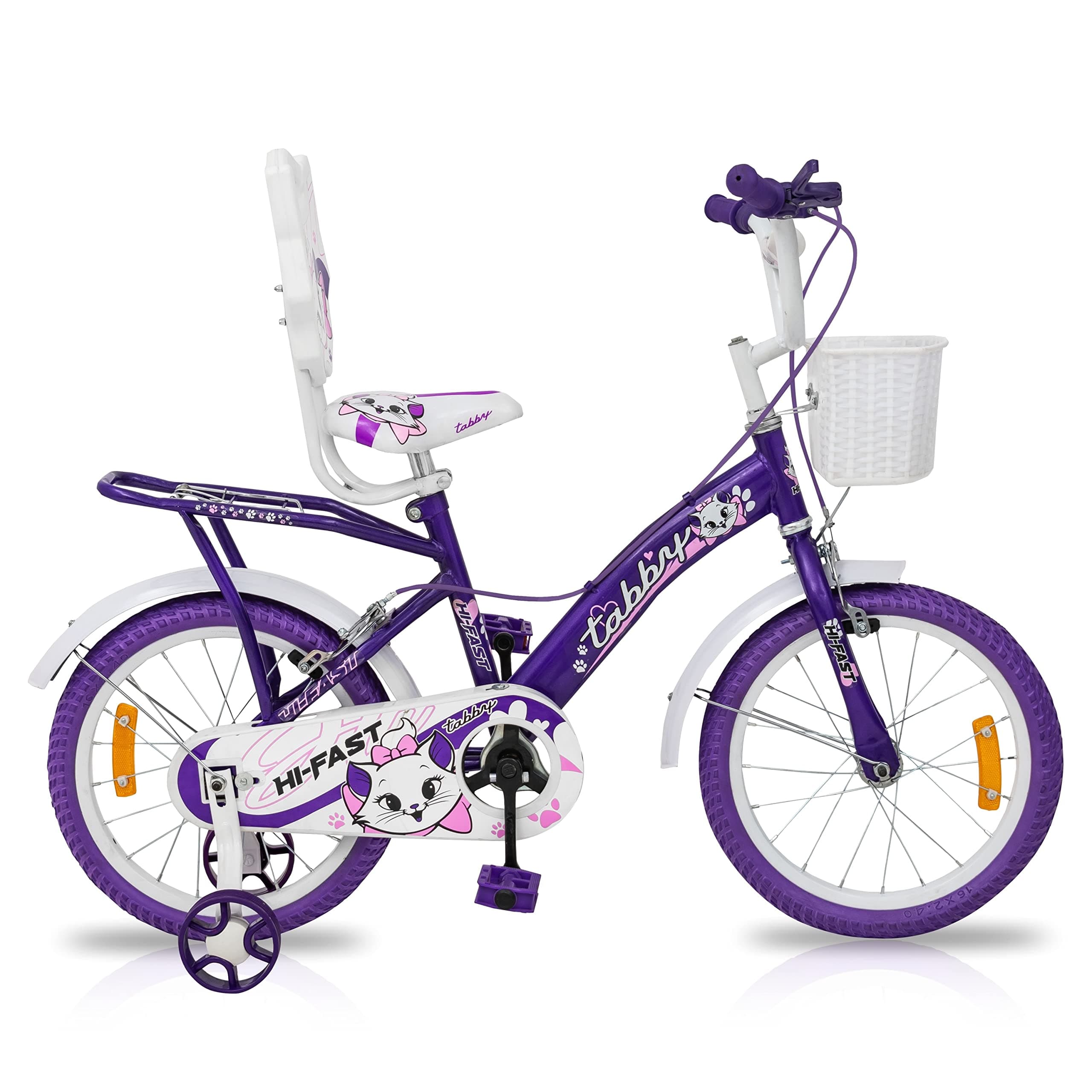 HI-Fast Tabby Kids Rigid Suspension Cycle for Boys & Girls 5 to 7 Years(16T-Semi-Assembled) 16 Inches,Purple