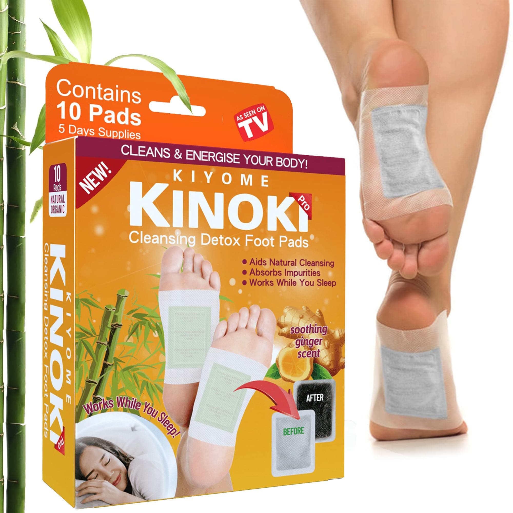 Detox Foot Patches for Cleansing Toxin Remover for Men & Women,Deep Cleansing Detoxify Blood Circulation Foot Pad for Detox & Relaxation- Pain Relief, Stress Relief Sleep Patch (Ginger 10 Pads)
