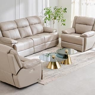 Home Centre | Torino Half Leather 3+1+1 Seater Electric Recliner Set | Recliner Sofa for Living Room | Solid Wood | Grey | 2 Year Warranty