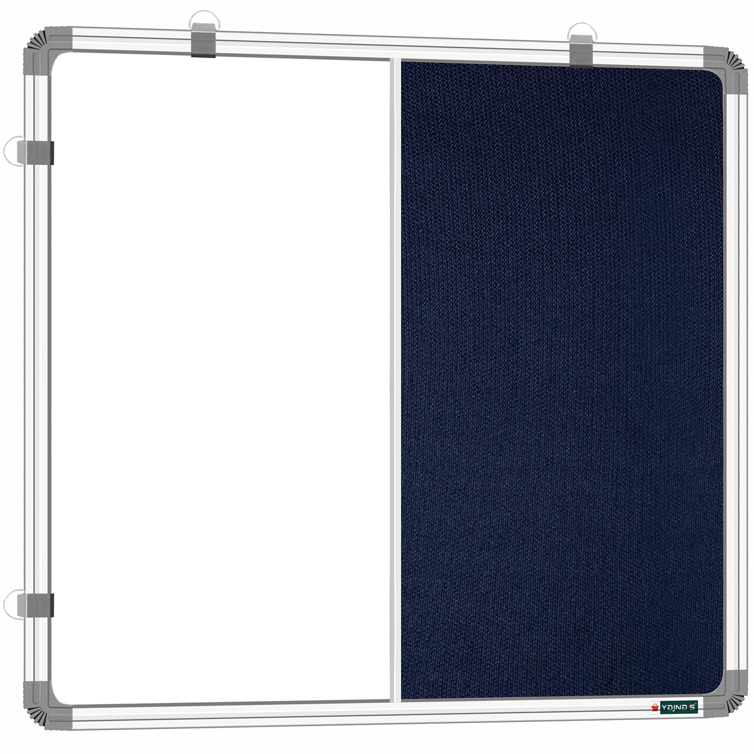 YAJNAS® 2X2 Feet Premium Combination Board (Non-Magnetic Whiteboard with Blue Pin-Up/Notice) for Home, Office and School Use - Heavy-Duty Aluminium Frame (Pack of 1) | Colour - Blue