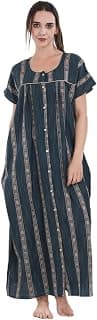 AWANI TRENDS Women's All Over Printed Open Front Cotton Blend Nighty/Maxi/Nightgown/Nightwear WCN-001