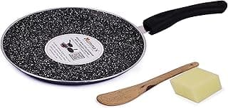 Mumma's LIFE Non Stick Dosa Tawa with Sturdy Riveted and Bakelite Handle (Induction and Gas Stove Friendly), Non Toxic and PFOA Free, 24 Months Warranty (25CM, Blue)