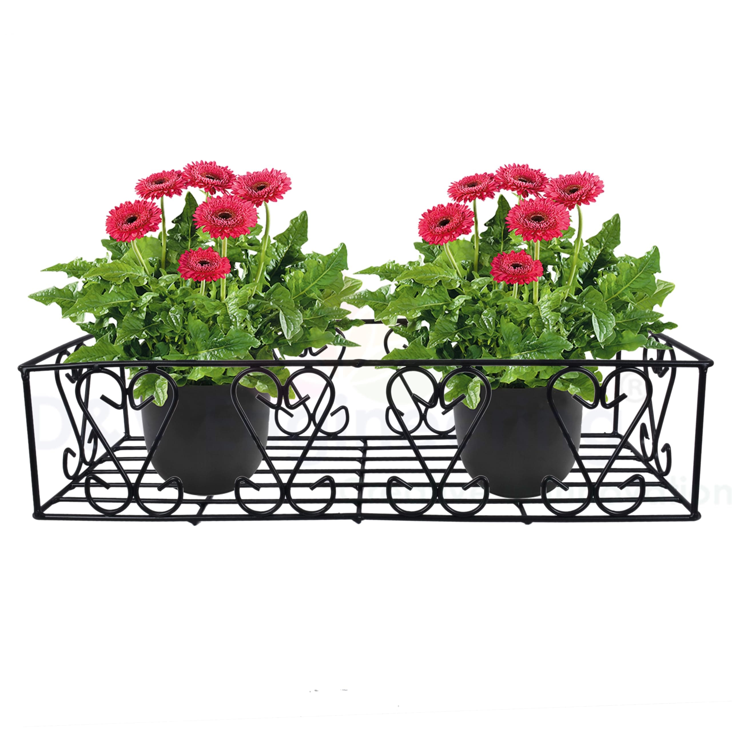 D&V Engineering Balcony Railing Plant Stand | Outdoor Indoor Flower Pot Holder Shelf | Space-Saving Metal Rail Stand for Plants Garden & Balcony Decoration | Adjustable Hanger | Black