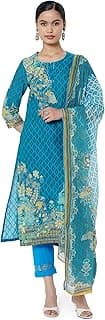 BIBA Women Cotton Straight Kurta Slim Pants Suit Set