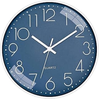 Rylan Wall Clock 12" Silent Quartz Decorative Latest Wall Clock Non-Ticking Classic Clock Battery Operated Round Easy to Read for Room/Home/Kitchen/Bedroom/Office/School- (Cerulean).
