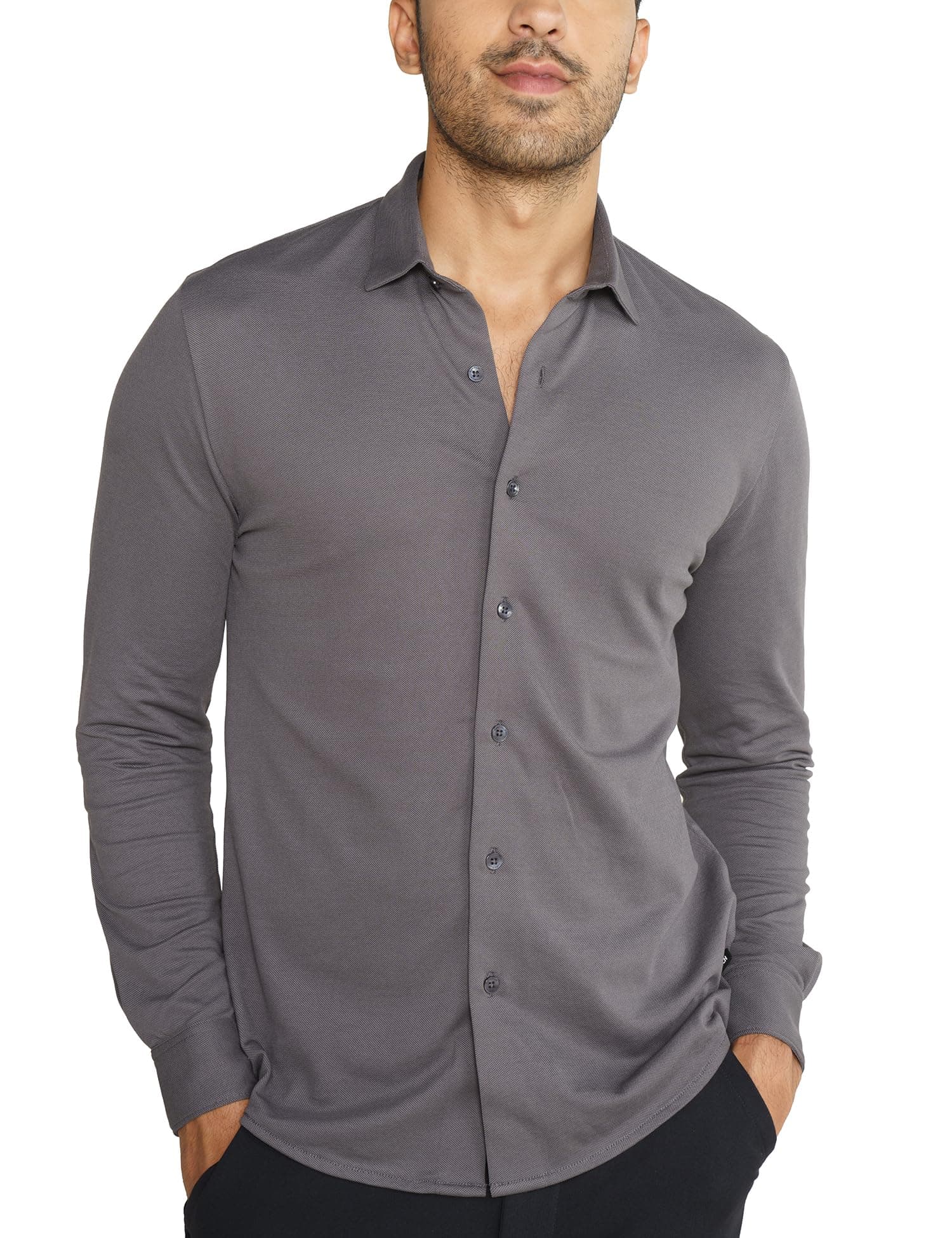 DAMENSCH Men Cotton Blend Regular Constant All-Degree Shirt Full Sleeve, Pique Textured, Thermoregulating Casual, Recycled Fabric Stylish Shirts