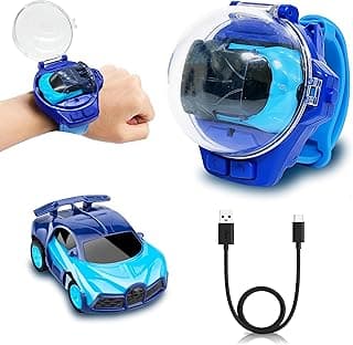 VGRASSP Wrist Watch Remote Control Mini Car Toy for Kids – Rechargeable 2 Function RC Car with USB Charging Cable - Watch Car Case & Easy Controls - Color As Per Stock