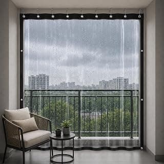 Lifekrafts Outdoor Transparent PVC Rain Curtain for Balcony – Waterproof, Wind & Dust Protection – for Terrace, Pergola, Patio & Verandah – 4.5 x 7 ft, Pack of 1